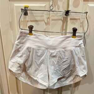 Lululemon White Speed Up Shorts 4”
